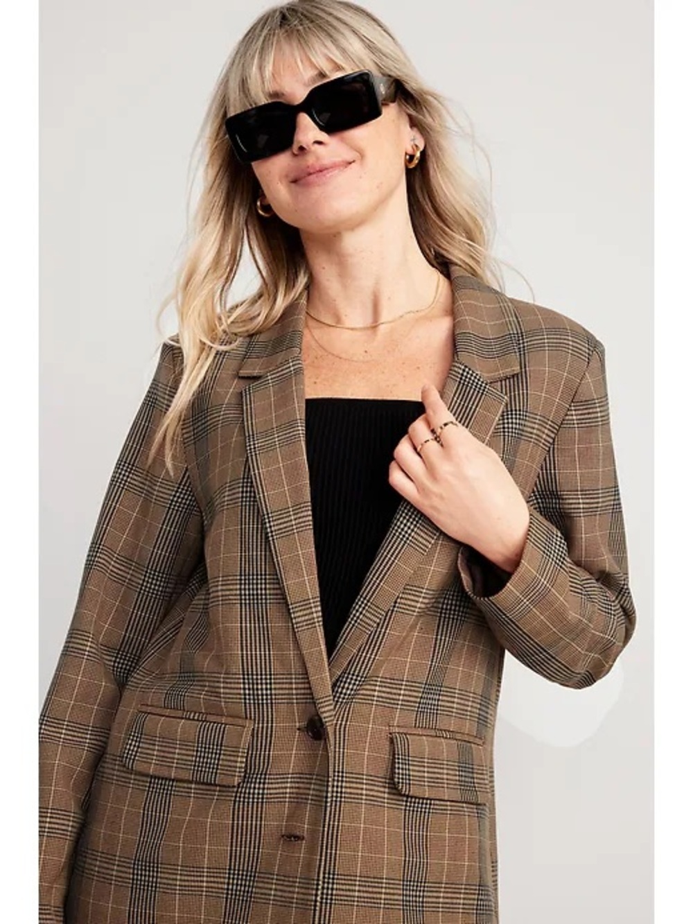 Taylor Relaxed Brown Suit Houndstooth Blazer Sz M
